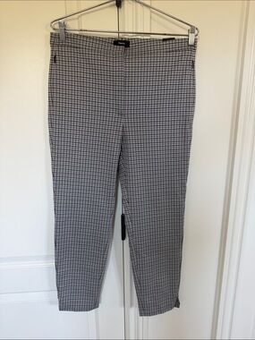 Theory Women’s Black and White Grid-Check pants trousers Chinos
